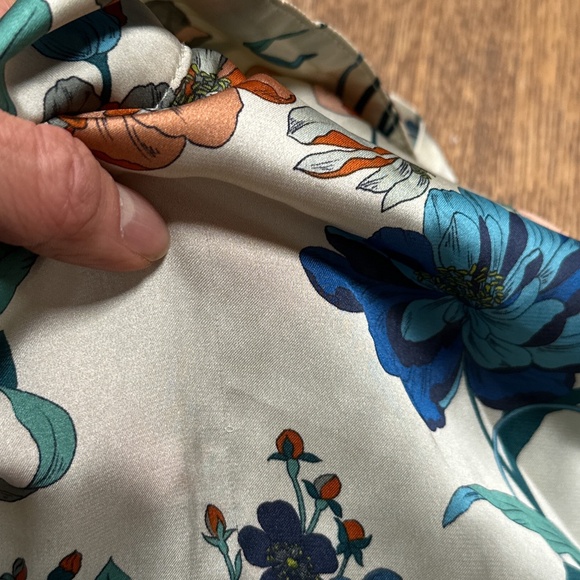 Smythe Poet Blouse Botanical Floral Print Satin Blouse L/S Shirt Womens Medium - Picture 10 of 10